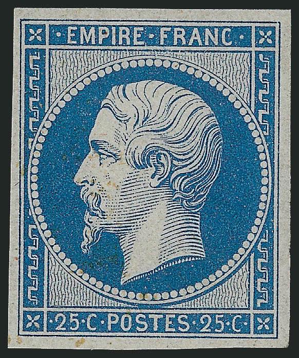 FRANCE, 1862, 25c Blue, Re-Issue (17c Yvert 15c).> Original gum, lightly hinged, large and even margins, attractive color, Very Fine and choice, Yvert e600