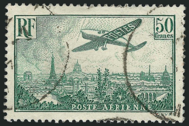 France, Used Air Post, 1927-36.> Nos. C1-C2, C5-C17 Yvert 320-321, PA1-PA2, PA5-PA15, No. C15 small thin spot, otherwise Fine-Very Fine