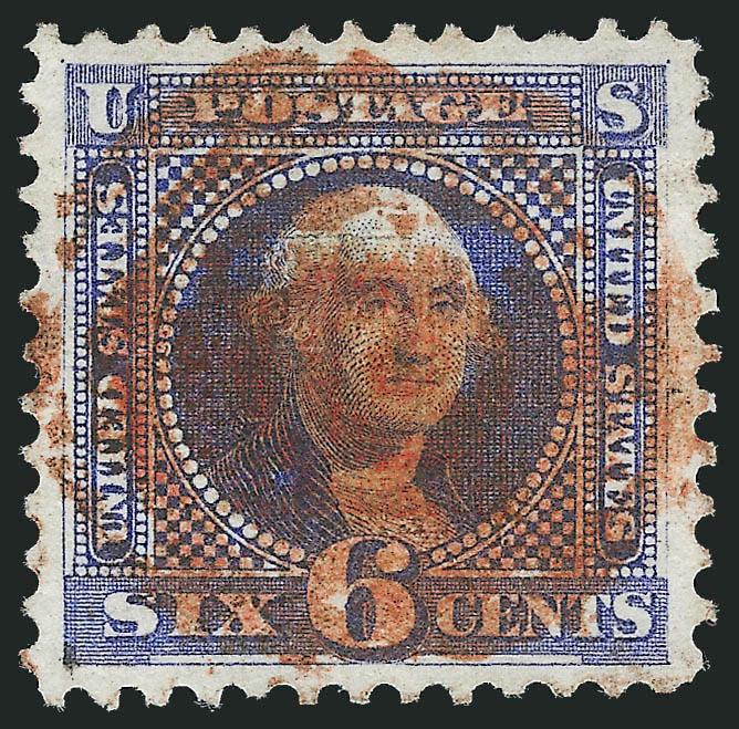 6c Ultramarine (115).> Rich color on bright paper, well-balanced margins, cancelled by bold strike of <rust red cork> cancel, Extremely Fine, a stunning stamp and scarce with such a deep shade of red cancel,
with 1987 P.F. certificate