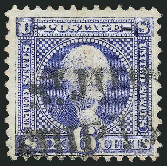 6c Ultramarine (115).> Rich color, cancelled by neat strike of <^ST. JOHN N.B.SHIP LETTER^ two-line handstamp,> small corner crease at top left, light horizontal crease along bottom of the grill, still Very Fine
strike of this rare marking, only o