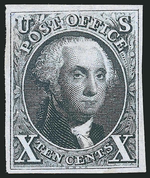 10c Black, Reproduction (4).> Without gum as issued, full to large margins, attractive shade on bright paper, Extremely Fine, with 2009 P.S.E. certificate