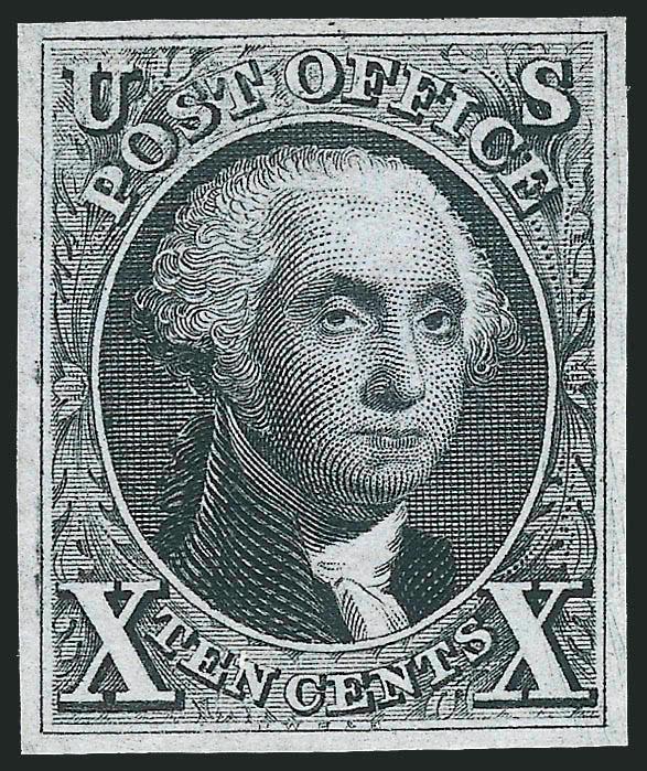 10c Black, Reproduction (4).> Without gum as issued, balanced margins and detailed impression, Very Fine and choice, with 1994 and 2009 P.F. certificates (VF 80)