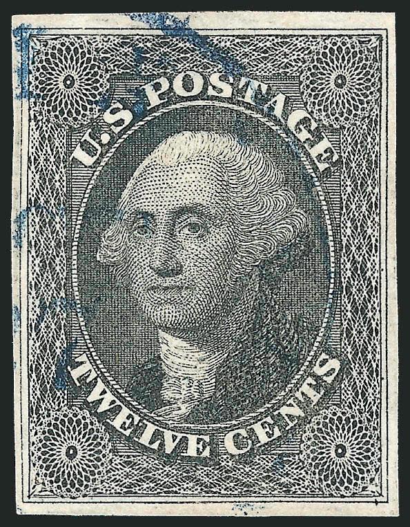12c Black (17).> Large even margins, <blue town> datestamp, Extremely Fine, with 1984 and 2003 P.F. certificates