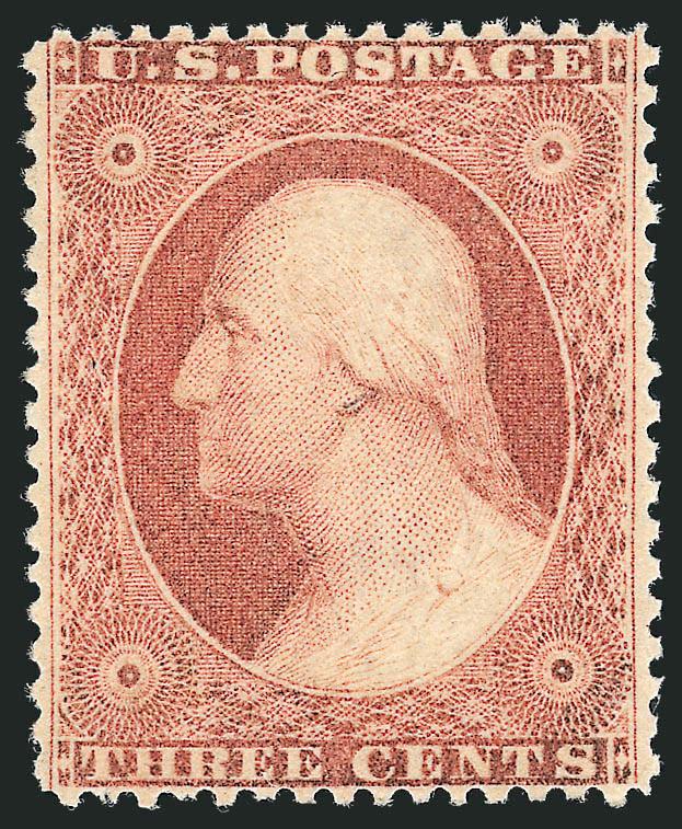 3c Dull Red, Ty. III (26). Mint N.H.>, beautifully centered with fresh color, Extremely Fine, with 2009 P.S.E. certificate (XF 90 SMQ $510.00 as Mint N.H.), Scott Retail as hinged