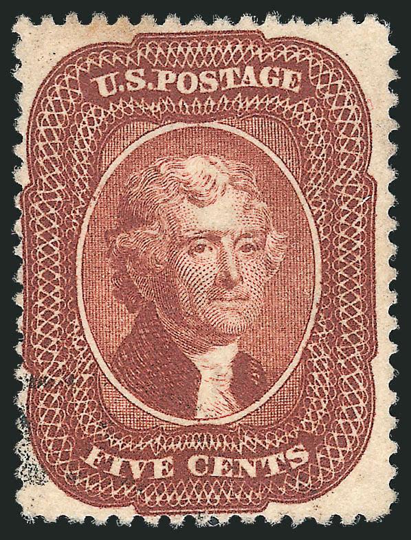 5c Red Brown (28).> Barely cancelled in bottom left corner leaving the entire design virtually distraction free, vibrant color on bright paper, Fine and attractive, with 1991 P.F. certificate