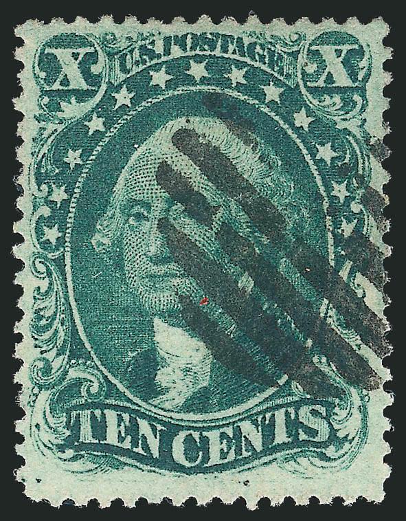 10c Green, Ty. I, Curl in Left X (31 var).> Position 99R1, rich color and attractive centering, grid cancel, Very Fine, with 2006 and 2009 P.F. certificates (VF 80)