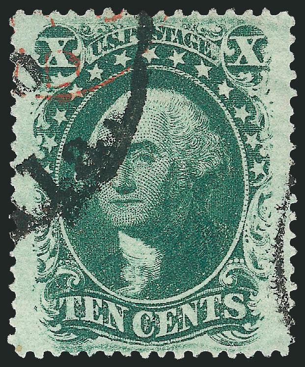 10c Green, Ty. V (35).> Marvelous centering and rich color, bold strike of Louisiana town cancel and trace of red French transit, Extremely Fine Gem, with 2008 P.S.E. certificate (XF-Superb 95 SMQ
$530.00)
