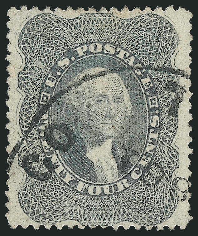24c Gray Lilac (37).> Well-centered with attractive color, neat partial San Francisco 1861 circular datestamp, Very Fine and choice, with 2010 P.S.E. certificate (VF-XF 85 SMQ $610.00)
