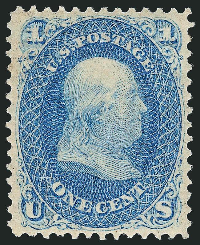 1c Blue (63).> Original gum, lightly hinged, beautifully centered with bright color, minor pencil notation on gum, Extremely Fine, with 2004 P.F. certificate