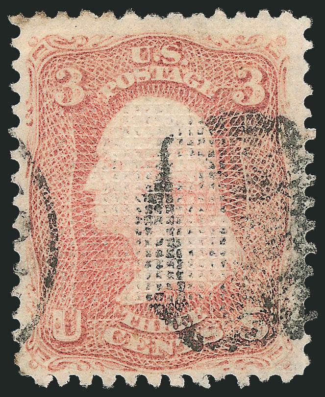 3c Rose, C. Grill (83).> Bright color and clearly-defined grill points, neat strike of handstamp and also circular datestamp at left, fresh and Fine, with 2010 P.S.E. certificate
