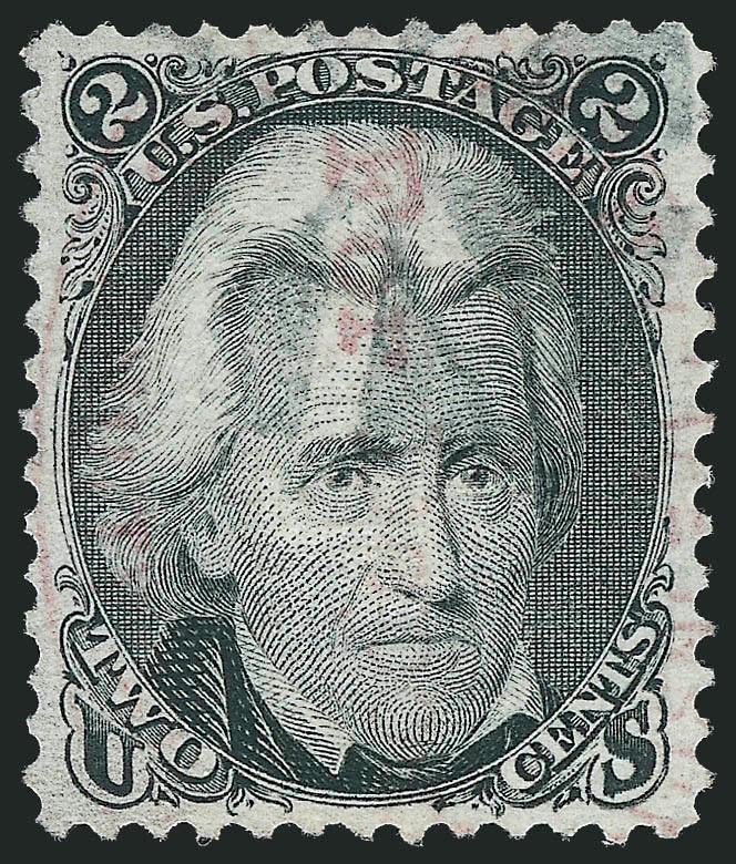 2c Black, E. Grill (87).> Clearly-defined grill, detailed impression, black circle of wedges and <magenta> cancel, Very Fine and choice, with 2010 P.S.E. certificate (VF 80 SMQ $210.00), Scott Retail with no
premium for the magenta cancel