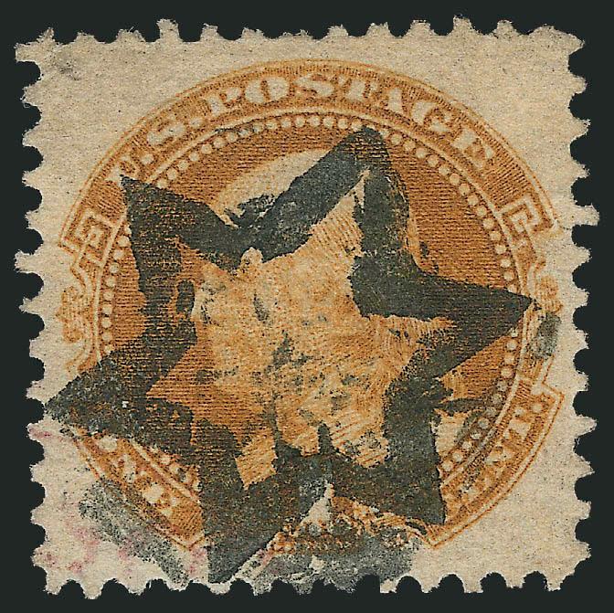 1c Buff (112).> Wide margins, bold strike of <6-Point Hollow Star> fancy cancel with trace of magenta cancel at bottom, small faults, Very Fine appearance, with 2009 P.F. certificate