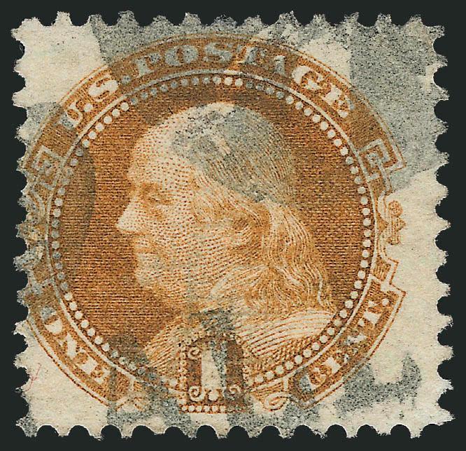 1c Buff (112).> Rich color, centered to left, bold strike of <(Paid) All> and segmented cork cancels, attractive and Very Fine strike, with 2008 P.F. certificate