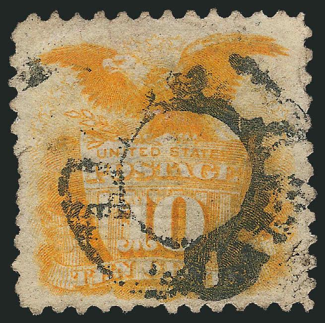 1c-10c 1869 Pictorial Issue with Japanese Cancels (112-113, 116).> Four stamps, incl. iogo Japan> on 2c and 10c, Yokohama circular datestamp on 10c, generally not the clearest strikes but recognizable, faults
incl. thins and creases, Fine appeari