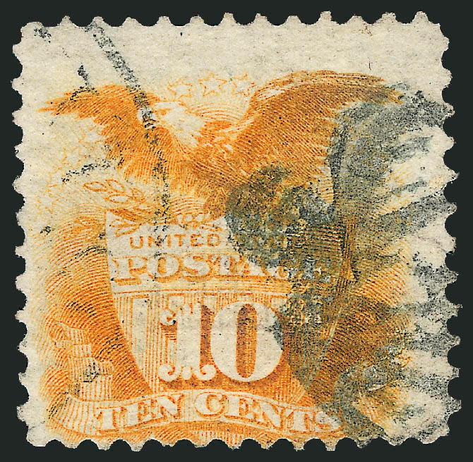 10c Yellow (116).> Rich color, partial strike of <Eagle fancy cancel> at right, small tear at right, Fine appearance and a most unusual cancel, with 2010 P.F. certificate