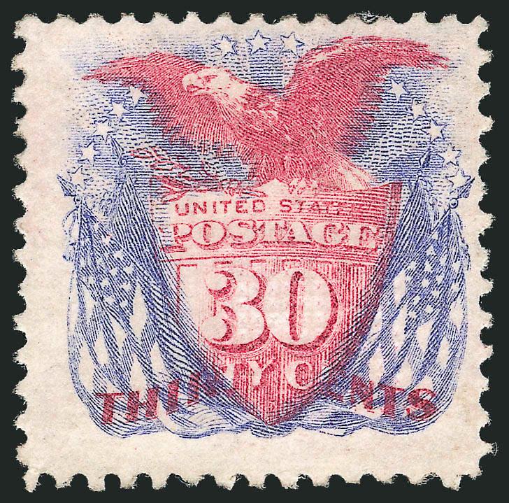 30c Ultramarine & Carmine (121).> Disturbed original gum from hinge removal, centered to top right, bright colors, Fine