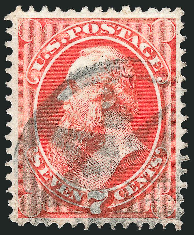 7c Vermilion, Quadruple Split I. Grill (138).> Well-centered, clear impression, neat <New York Foreign Mail Star> cancel, Very Fine and choice, very scarce grill variety, with 1982 P.F. certificate