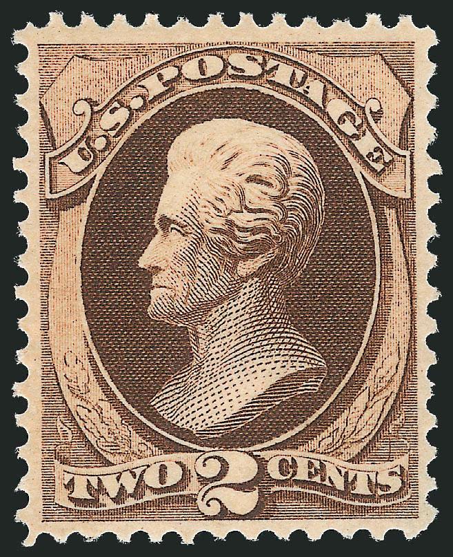 2c Brown (157). Mint N.H.,> beautiful centering, strong color, incredibly fresh and Extremely Fine, difficult to find centered and with Mint N.H. original gum, with 1999 and 2006 P.F. certificates (XF 90),
Scott Retail as hinged