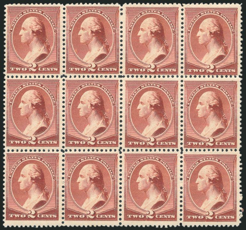 2c Red Brown (210).> Mint N.H. block of twelve, wonderfully fresh and crisp, Fine-Very Fine, with 1993 P.F. certificate