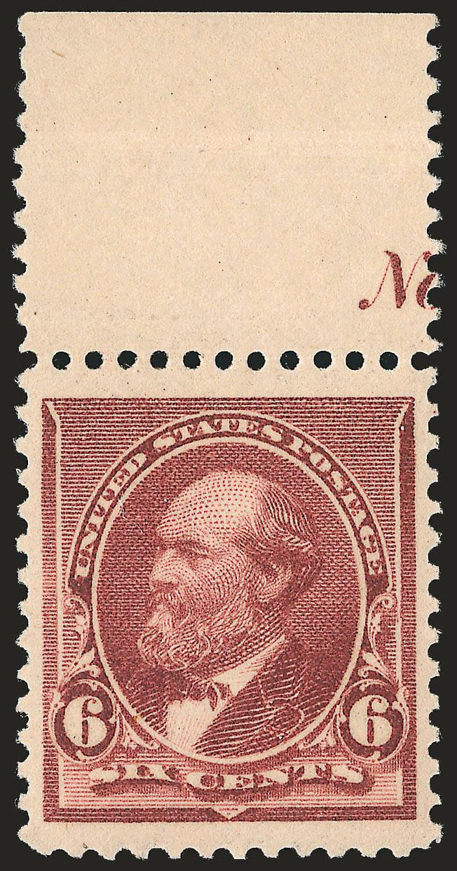 6c Brown Red (224).> Mint N.H. with <No of imprint at top,> rich color, unusually choice centering with Jumbo margins, Extremely Fine Gem, with 1992 and 2000 P.F. certificates