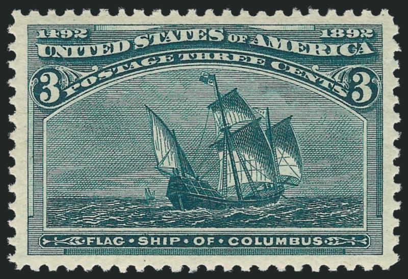 3c Columbian (232).> Mint N.H., wide margins and excellent centering, beautiful deep rich color, Extremely Fine