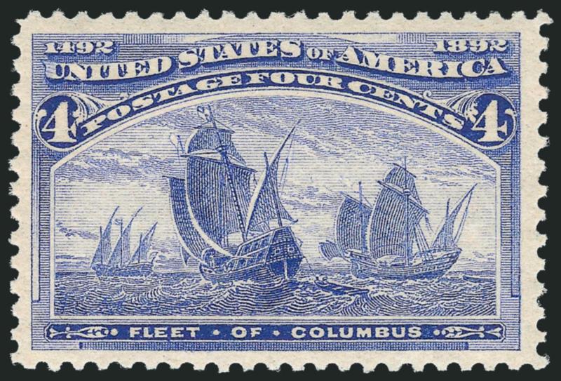 4c Columbian (233).> Mint N.H., brilliant color, wide margins, fresh and Extremely Fine, with 2011 P.S.E. certificate (XF 90 SMQ $650.00)