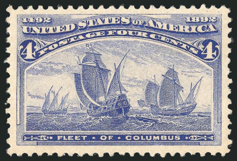 4c Columbian (233).> Mint N.H., unusually wide margins and near perfect centering, pretty pastel color, Extremely Fine, with 1995 P.F. certificate