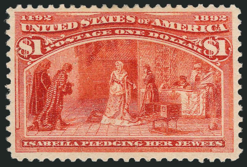 $1.00 Columbian (241).> Original gum, lightly hinged, bright color and sharp impression, well-centered and Very Fine, with 1993 P.F. certificate