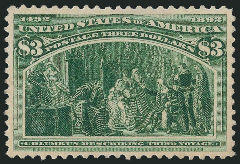 $3.00 Columbian (243).> Unused (regummed), rich color, reperfed at top, Very Fine appearance