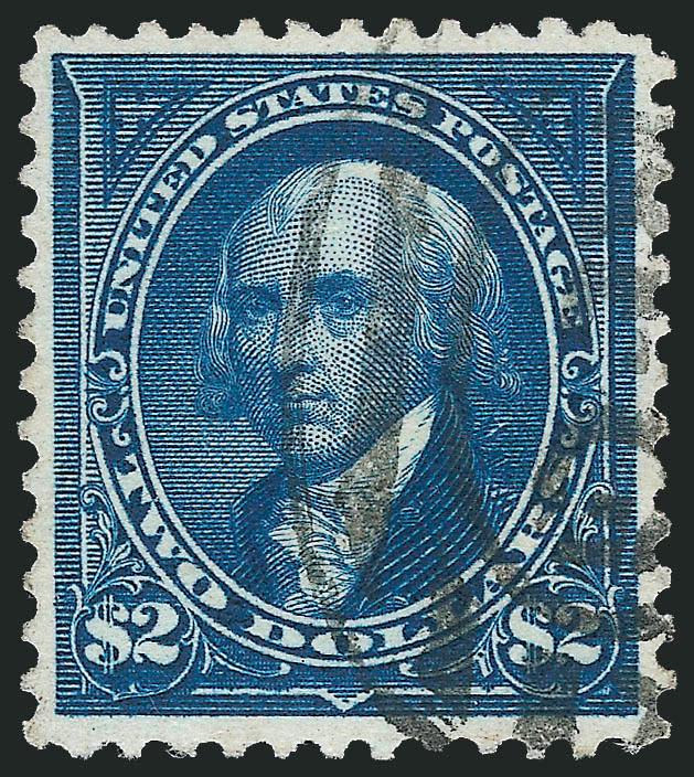 $2.00 Bright Blue (277).> Pretty shade, bold strike of oval registry cancel, well-balanced margins, Extremely Fine, with 2010 P.S.E. certificate (VF-XF 85 SMQ $600.00)