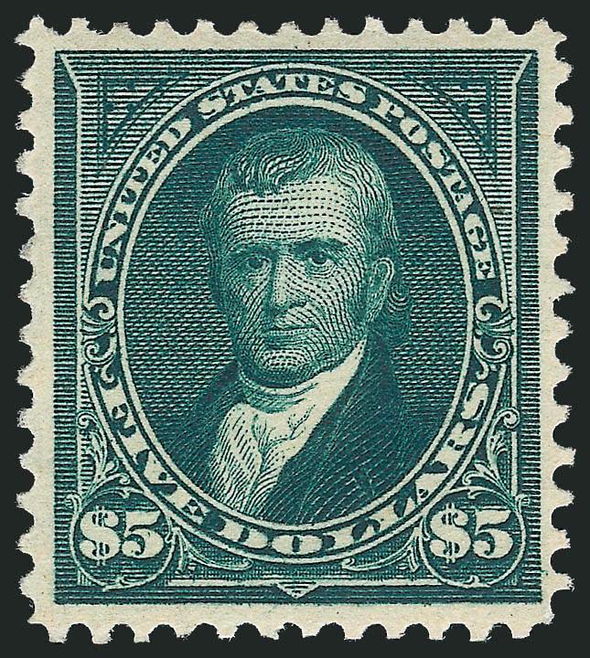 $5.00 Dark Green (278).> Original gum, lightly hinged, fresh color and detailed impression on bright paper, well-proportioned margins, Very Fine and choice, with 2001 P.F. certificate