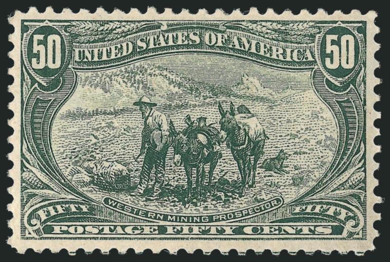 50c Trans-Mississippi (291).> Original gum, wide balanced margins, trace of guide line at bottom, Very Fine and choice