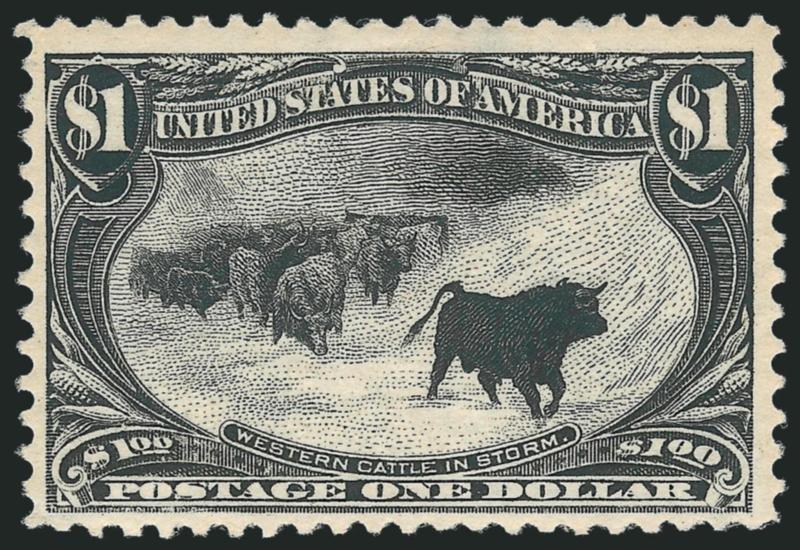 $1.00 Trans-Mississippi (292).> Original gum, intense shade, nearly Very Fine, with 2008 P.S.E. certificate (OGh, F-VF 75 SMQ $740.00)