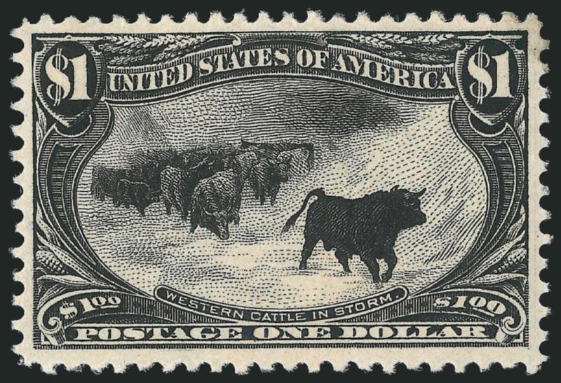 $1.00 Trans-Mississippi (292).> Original gum, deep shade and crisp impression, wide margins, slight gum soak at top right, Very Fine appearance, with 1993, 2003 and 2009 P.F. certificates
