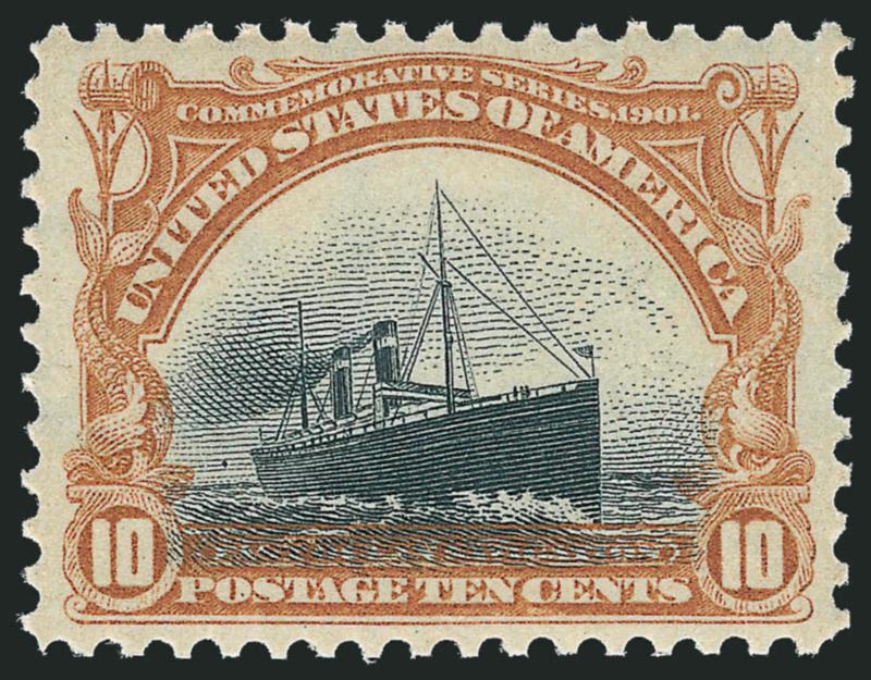 10c Pan-American (299).> Mint N.H., wide margins and choice centering, strong colors, Extremely Fine, with 2010 P.S.E. certificate (XF 90 SMQ $650.00)