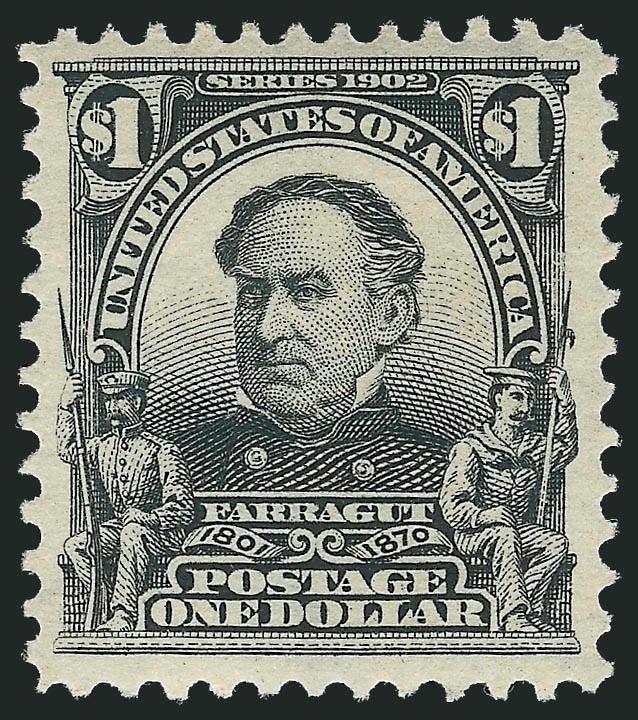 $1.00 Black (311).> Lightly hinged, Very Fine, with 2010 P.S.E. certificate (OGph, VF 80 SMQ $500.00)