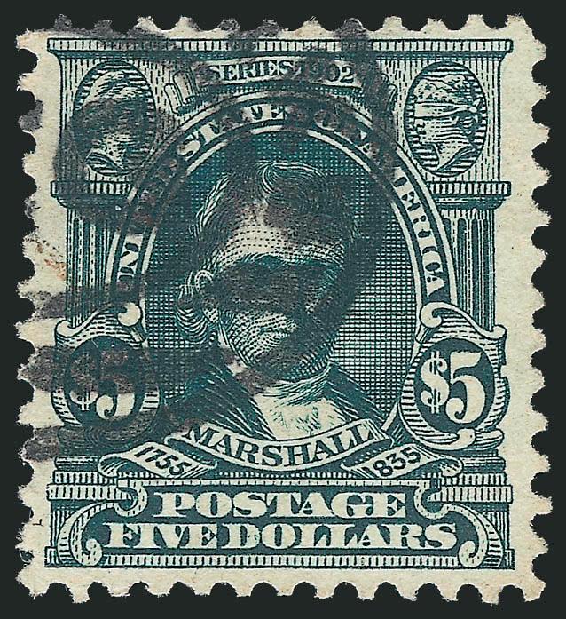 $2.00 Dark Blue, $5.00 Dark Green (312-313).> Oval registry cancels, attractively centered, Very Fine