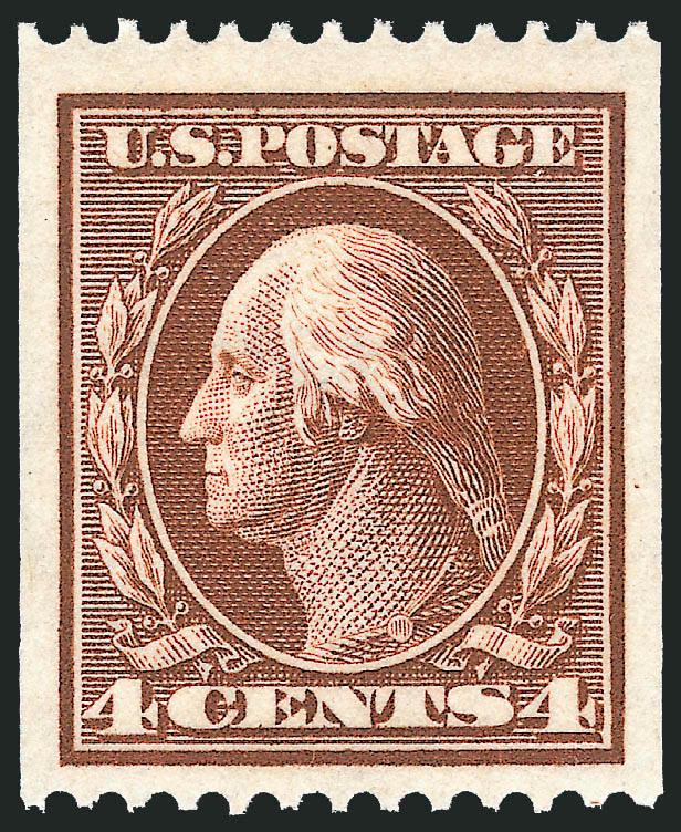 4c Orange Brown, Coil (350).> Mint N.H., deep rich color and on bright paper, unusually wide margins, fresh and Extremely Fine, with 2000 P.F. certificate