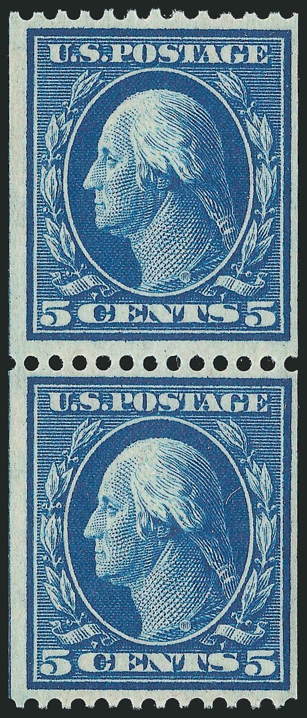 5c Blue, Coil (351).> Mint N.H. pair, Fine, with photocopy of 2002 P.S.E. certificate for strip