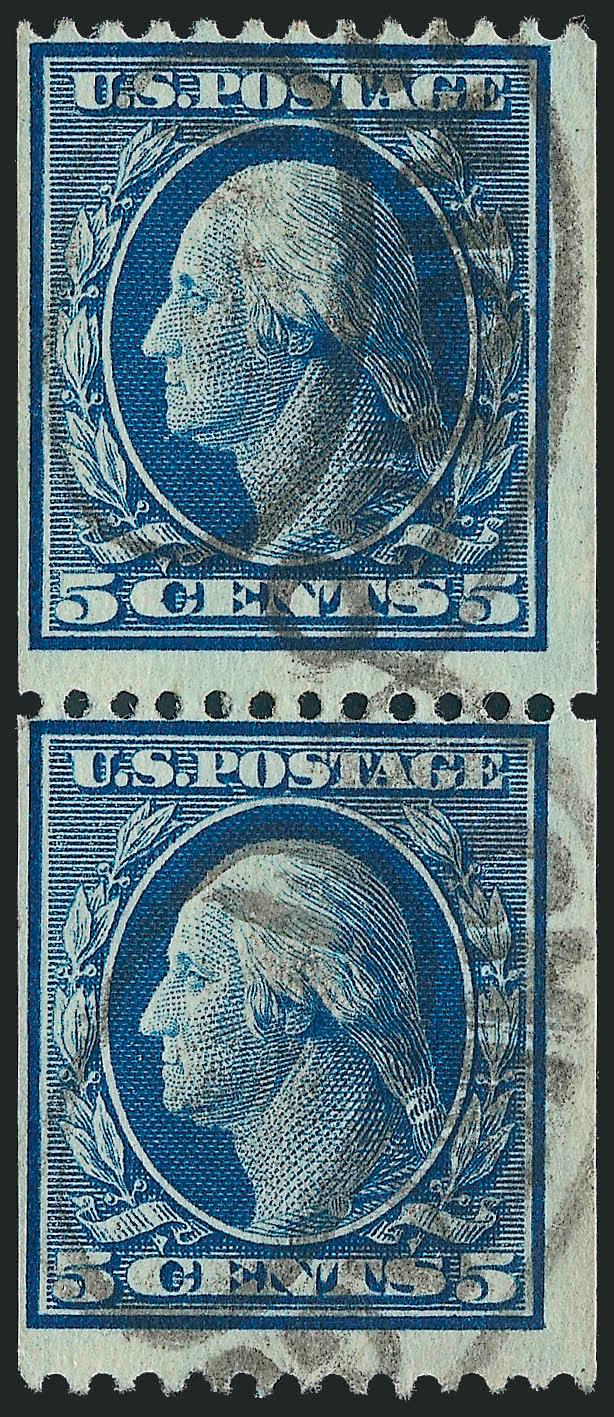 5c Blue, Coil (351).> Pair, rich color, Chicago oval cancels, Fine, a difficult coil pair to find used, with 2010 P.S.E. certificate