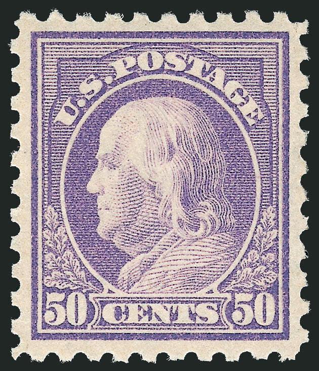 50c Violet (440).> Mint N.H., brilliant color on bright paper, choice centering, most recent certificate notes corner perf tear at upper right, Very Fine appearance, with 1993 P.F. and 2009 P.S.E. certificates
(VF-XF 85 SMQ $1,500.00), we are sure t
