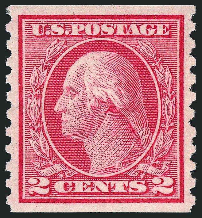 2c Carmine Rose, Ty. I, Coil (453).> Mint N.H., precise centering with beautiful wide margins, vibrant color, Extremely Fine Gem, with 2009 P.S.E. certificate (XF-Superb 95 SMQ $1,150.00)