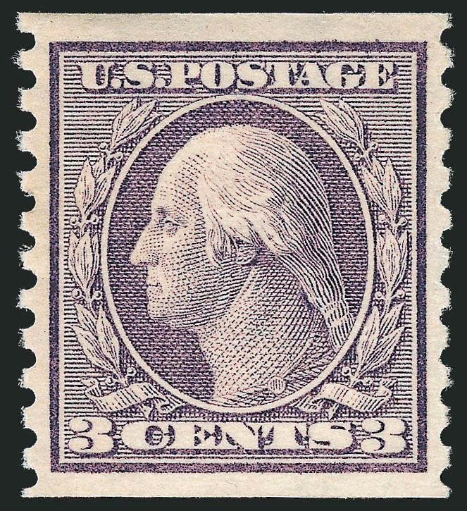 3c Violet, Coil (456).> Lightly hinged, radiant color, wide and balanced margins, Extremely Fine Gem, with 2011 P.S.E. certificate (OGph, XF-Superb 95 SMQ $480.00)