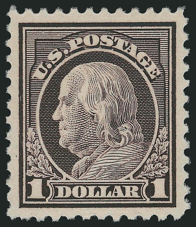 $1.00 Violet Brown (518).> Mint N.H., wide margins, precisely centered, intense color and sharp impression, Extremely Fine Gem, with 2007 P.S.E. certificate (XF-Superb 95 SMQ $600.00)