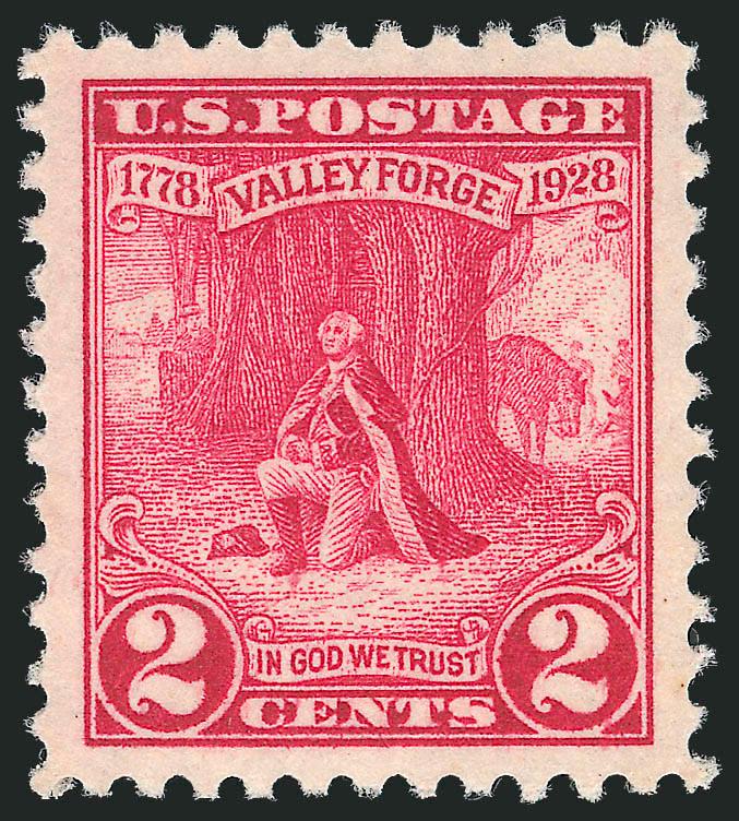 2c Valley Forge (645).> Mint N.H., intense shade on bright paper, Jumbo margins, Extremely Fine Gem, with 2010 P.S.E. certificate (Superb 98 Jumbo unpriced in SMQ above the grade of 98, SMQ $165.00 as
98)