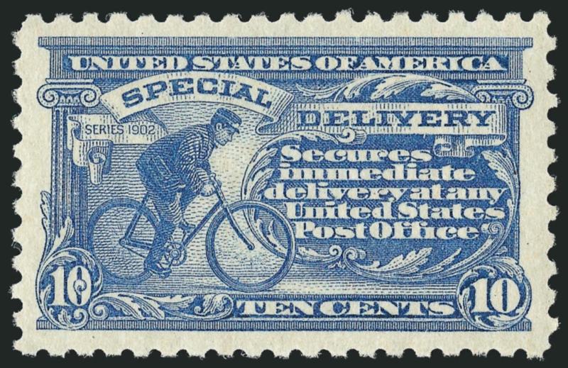 10c Pale Ultramarine, Special Delivery (E10).> Lightly hinged, huge margins and precise centering, pretty pastel color, Extremely Fine Gem, with 1988 P.F. certificate