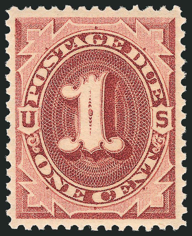 1c Red Brown (J15).> Mint N.H., intense color and proof-like impression, perfectly centered with wide margins, long and full perforations, Extremely Fine Gem, a superb stamp in every respect, ex Whitman, with
1986 and 2000 P.F. certificates, with 200