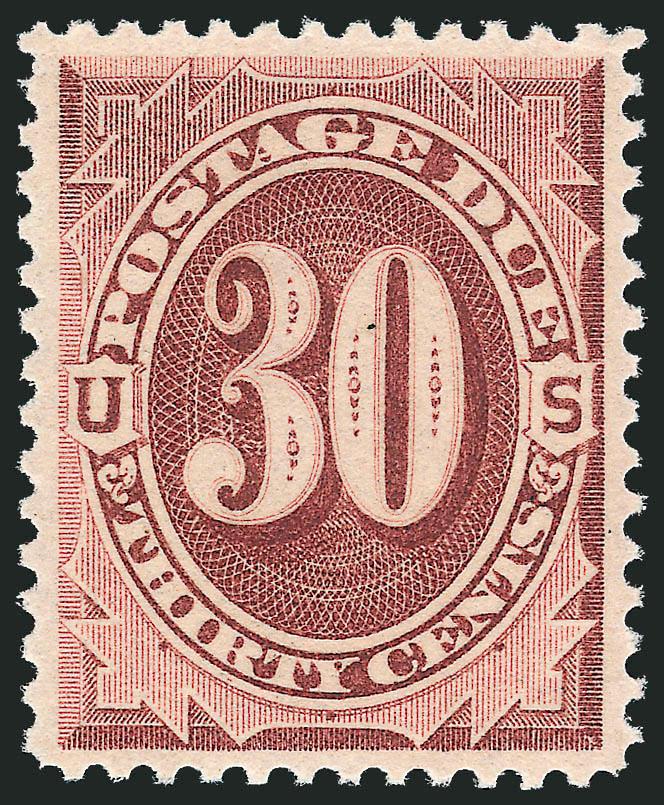 30c Red Brown (J20).> Mint N.H., rich color and detailed impression, balanced margins, bright and incredibly fresh, Extremely Fine, with 2006 P.F. certificate