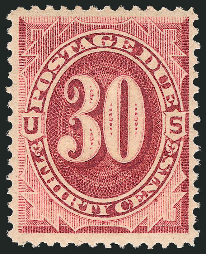 30c Bright Claret (J27).> Mint N.H., bright color with clear impression, Very Fine, difficult to find centered and in post-office Mint N.H. condition, with 2010 P.S.E. certificate