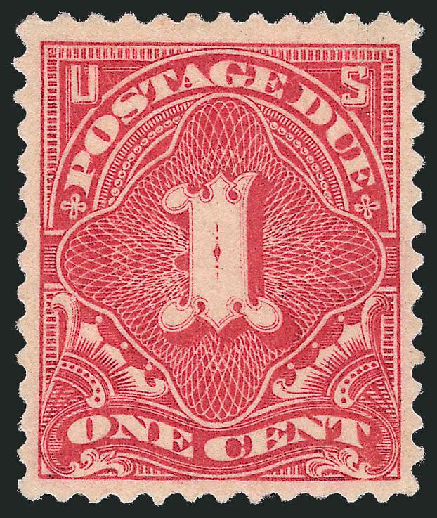 1c Vermilion (J29).> Original gum, lightly hinged, radiant color, well-balanced margins<><>^VERY FINE AND CHOICE ORIGINAL-GUM EXAMPLE OF THE UNWATERMARKED ONE-CENT VERMILION POSTAGE DUE ISSUE, SCOTT
J29.^<><>With 1986 P.F. and 2011 P.S.E. certifi
